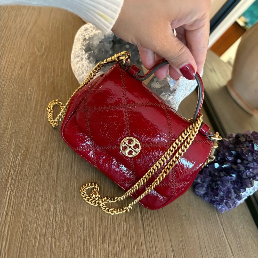 Red Quilted Leather Chain Bag - Picture 2 of 6